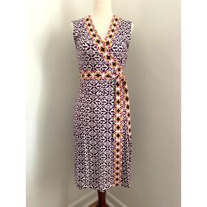 Diane von Furstenberg DVF New Yahzi Sleeveless Jersey Wrap Dress 4 2 Geo Floral